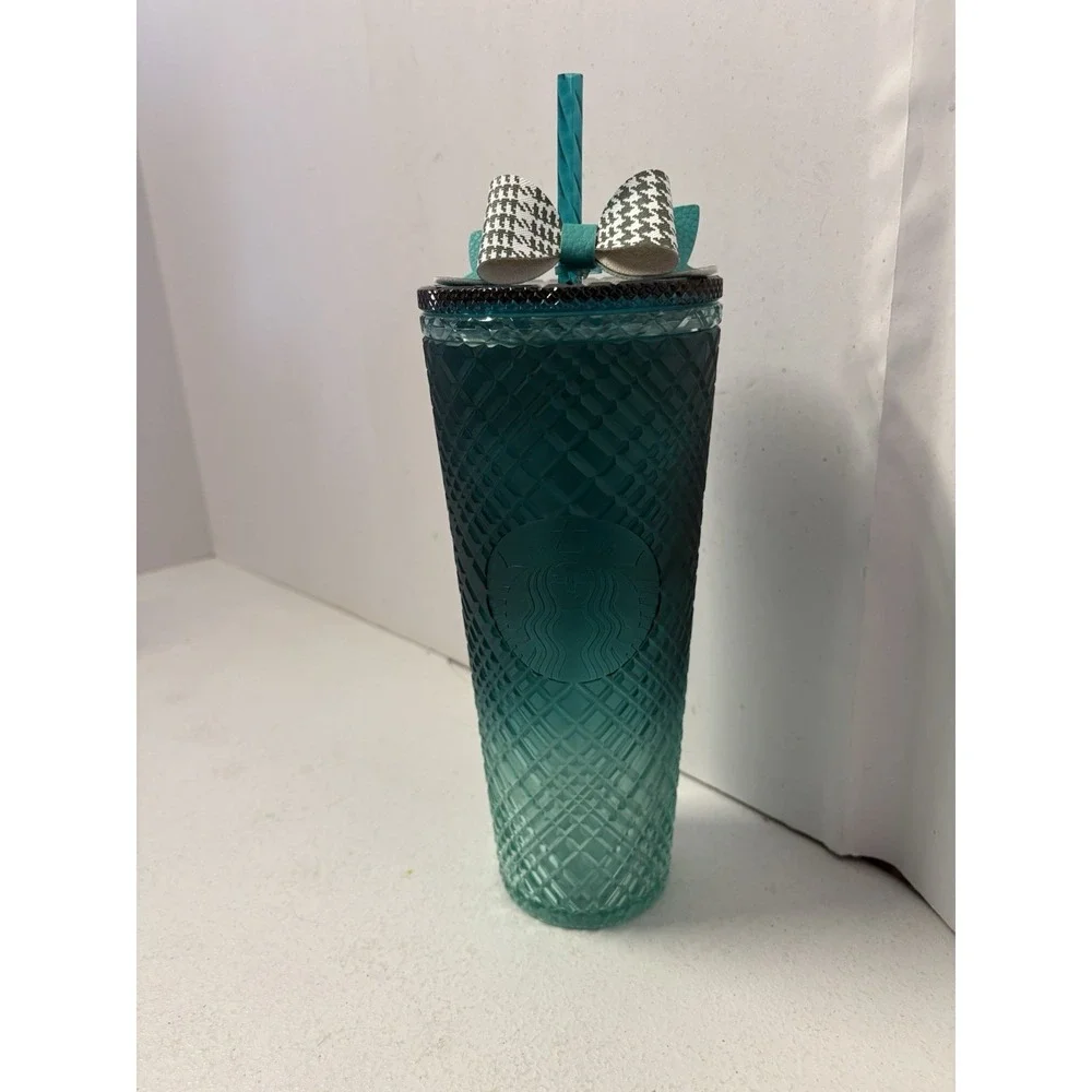 Starbucks‎ 2023 Spring Teal Jeweled Green Blue Ombre Cold Cup Tumbler 24oz